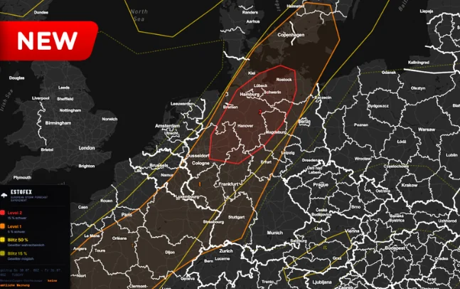 Estofex-Level-Zonen auf der Karte